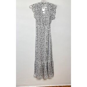 JANE WOOD Rose Meghan Chiffon V-Neck Tiered Wrap Maxi Dress Size 2 Boho Romantic